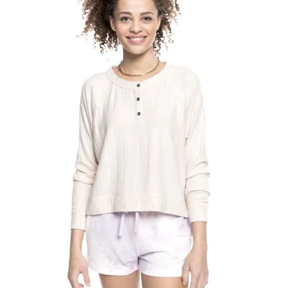 NWT ROXY Take It Home Cozy Waffle Knit Sweatshirt size Medium, White - Picture 10 of 10